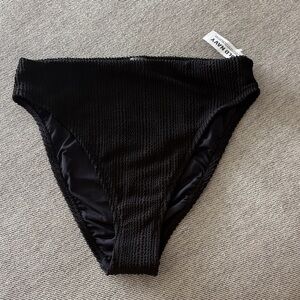 Old Navy Textured Black High-Rise Bikini Bottoms